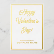 Carte Foil Valentine pour affaires blanc et or