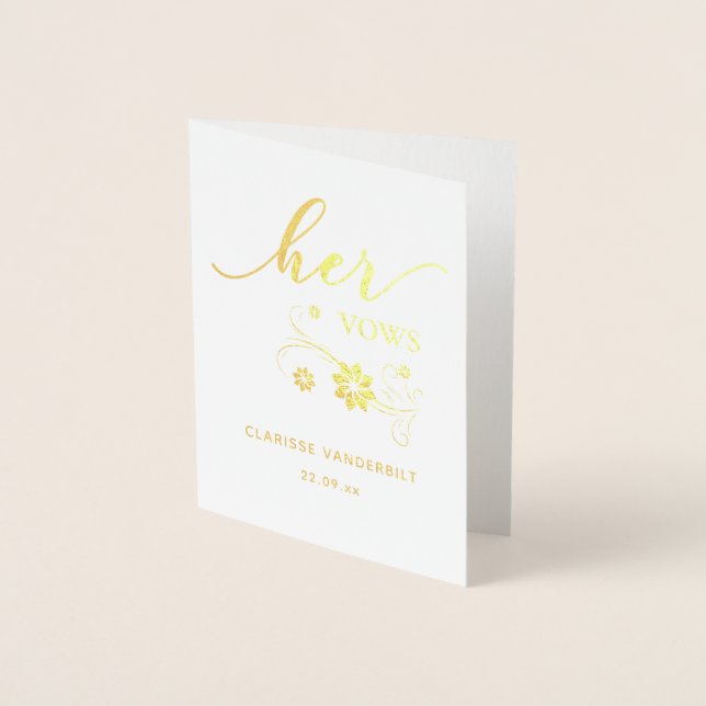 Carte Foil Vows de son Mariage personnalisée (Devant)