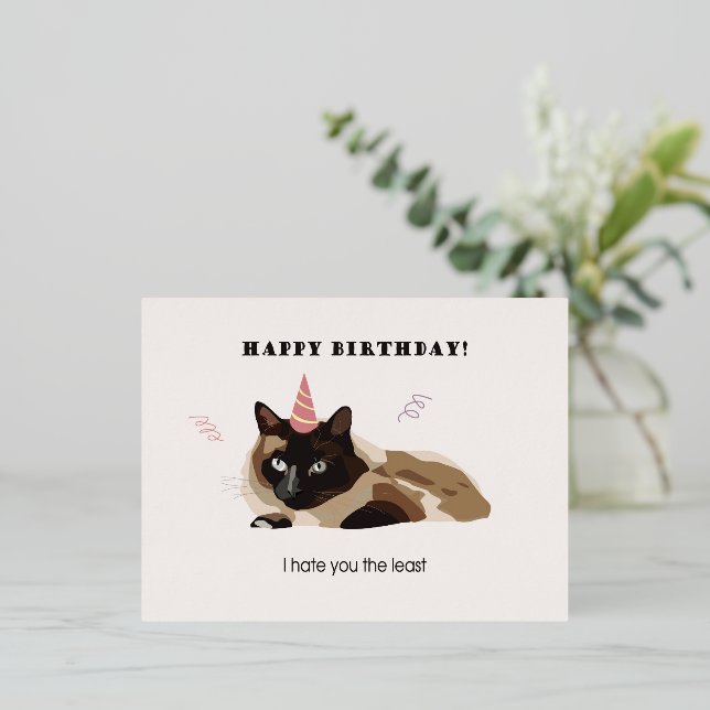 Carte Foli Joyeux Anniversaire Chat Amusant (Debout devant)
