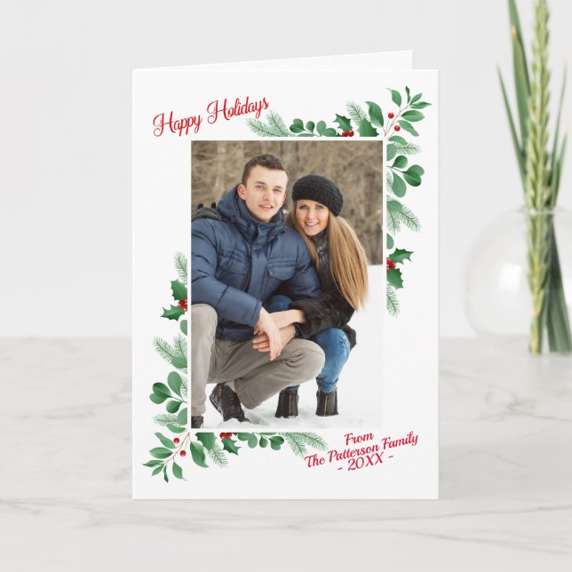 Carte Foliage d'hiver moderne Joyeux vacances photo (Devant)