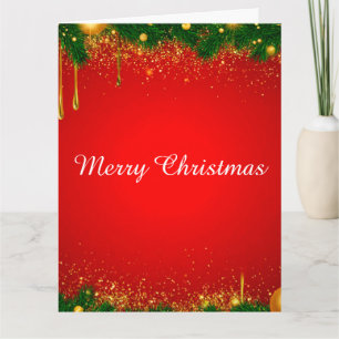 Carte Fond de Noël rouge festif avec ornement doré
