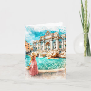 Carte Fontaine de Trevi Rome Italie Aquarelle