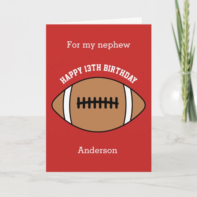 Carte Football rouge 13e anniversaire Nephew (Devant)