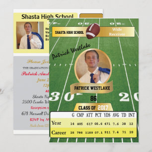 Carte Football W/ Statistiques Invitations Grad - 