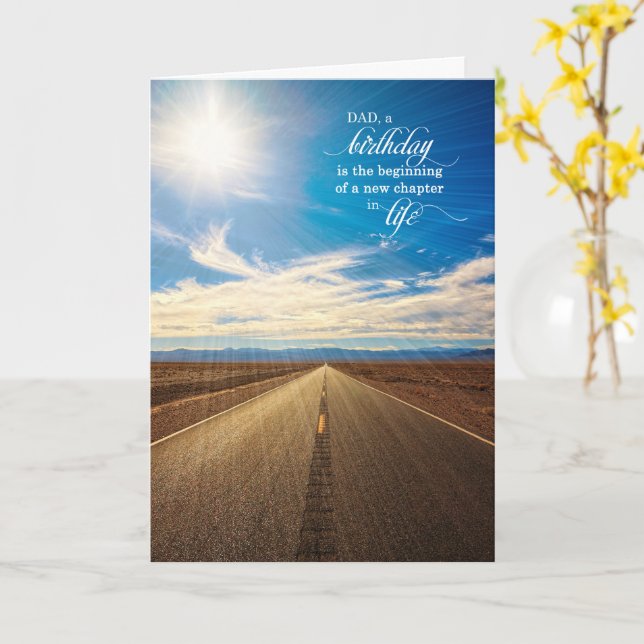Carte for Dad Birthday Endless Road with Blue Sky (Fleur jaune)