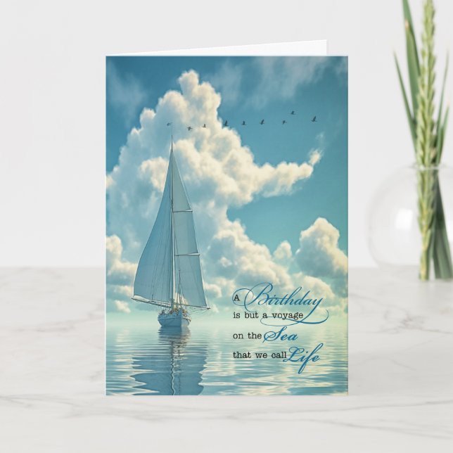 Carte for Him Sailing Nautical Theme Masculine Birthday (Devant)