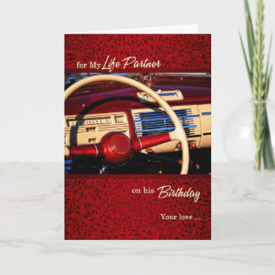 Carte For Life Partner's Birthday Red Classic Car