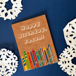 Carte For Skiers Funny Personalized Vintage Ski Birthday