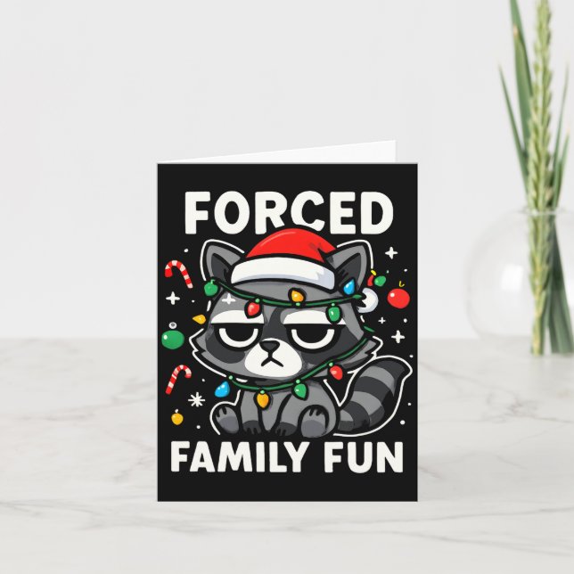 Carte Forced Family Fun – Funny Sarcastic Raccoon Xmas C (Devant)