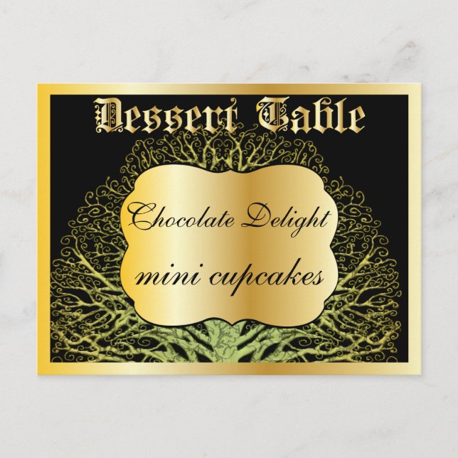 Carte Forest Gold Dessert ou Candy Buffet Table (Devant)