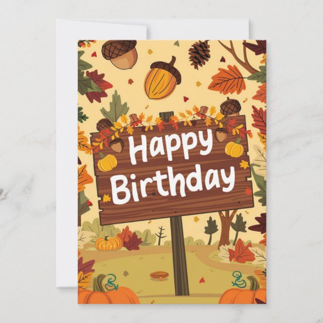 Carte Forêt Charmant Souhait Automne Automne Happy Anniv (Devant)