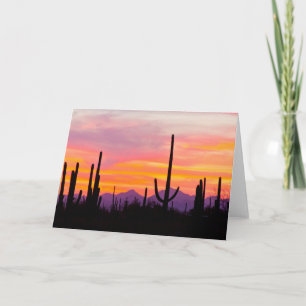 Carte Forêt de cactus saguaro au coucher du soleil