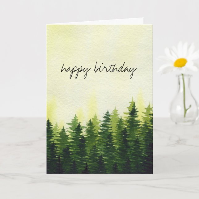 Carte Forêt de pins verdoyante | Joyeux anniversaire (Petite plante)