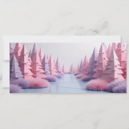 Carte foret de sapins origami rose 