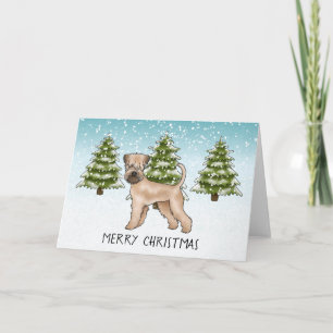 Carte Forêt d'hiver de neige de Terrier roux à revêtemen
