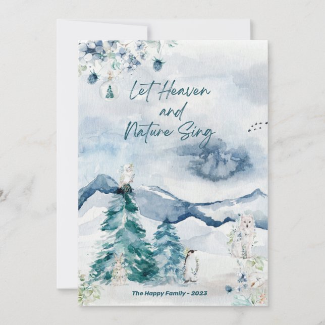 Carte Forêt Neige Bois Animaux Arbres Ciel Nature (Devant)