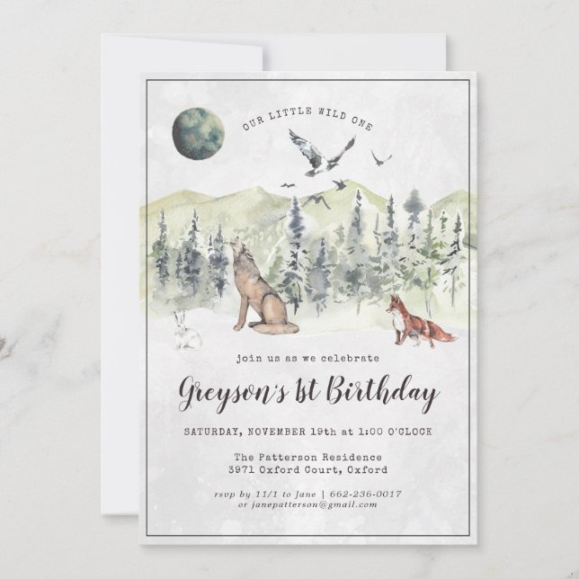 Carte Forêt rustique Woodland Anniversaire Fête Invitati (Devant)