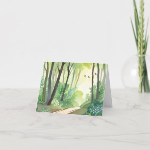 Carte Forêt verte florissante   Aquarelle de nature