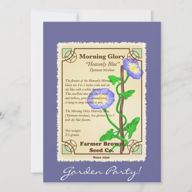 Carte Forfait de semences de gloire du matin (Devant)