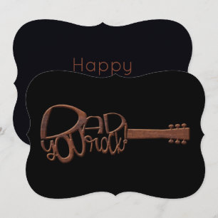 Carte Forme de guitare sculptée en bois Papa You Rock