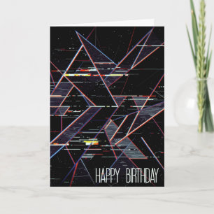 Carte Formes géométriques néon de glitchcore d'anniversa