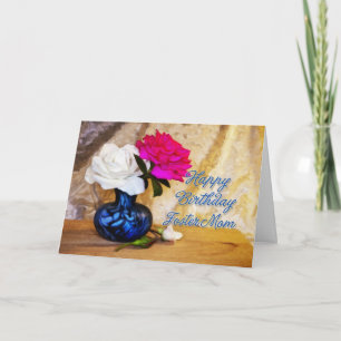 Carte Foster Mum, Joyeux anniversaire avec des roses pei