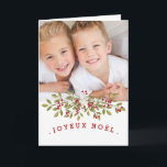 Carte Foto du Joyeux Noël Feiertagskarte<br><div class="desc">Unter Begrüßung moderner de "Joyeux Noël" sind die Begriffe "Joyeux Noël" und "dans cette conception qui" zu verstehen, in denen die Texten, die in der Zeitschrift "typografie zeitporaine" enthalten sind, und die in der Zeitschrift "guirlande florale de vacances pour un beau regard qui est sûr à svp. Die Begrüßung wird...</div>