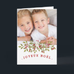 Carte Foto du Joyeux Noël Feiertagskarte<br><div class="desc">Unter Begrüßung moderner de "Joyeux Noël" sind die Begriffe "Joyeux Noël" und "dans cette conception qui" zu verstehen, in denen die Texten, die in der Zeitschrift "typografie zeitporaine" enthalten sind, und die in der Zeitschrift "guirlande florale de vacances pour un beau regard qui est sûr à svp. Die Begrüßung wird...</div>