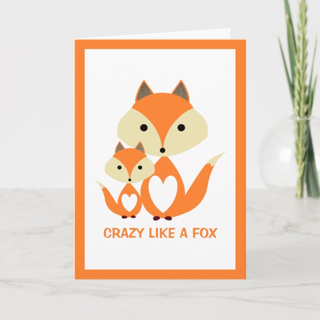 Carte Fou comme un Fox, Orange Fox Burlap (Devant)