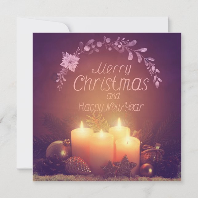 Carte Four burning Advent candles and decoration. (Devant)