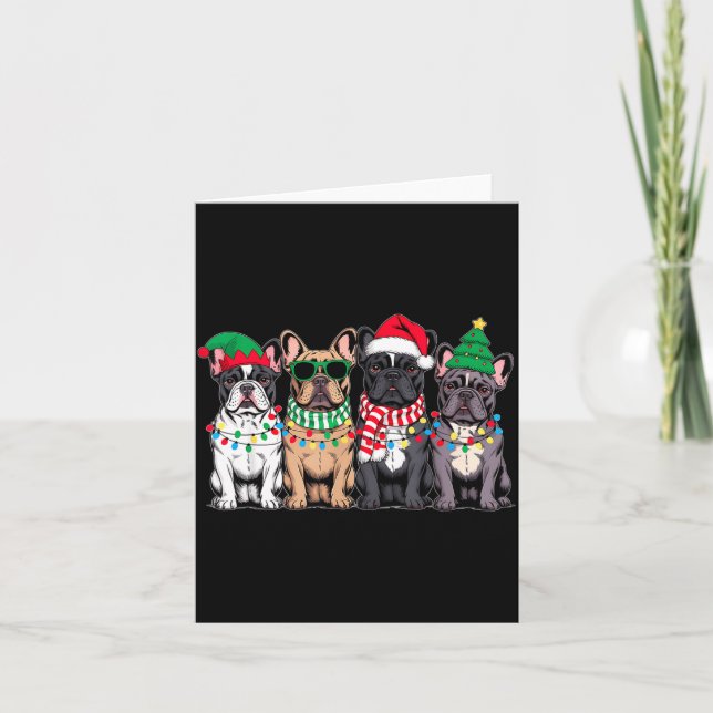 Carte Four French Bulldog Dogs Christmas Funny Santa Rei (Devant)