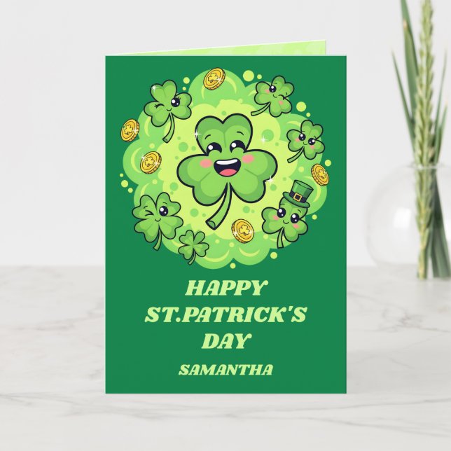 Carte Four-Leaf Fun St. Patrick’s Day Card (Devant)