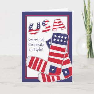 Carte Fourth of July for Secret Pal, Patriotic Socks