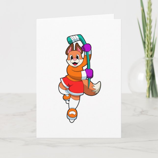 Carte Fox au hockey sur glace avec bâton de hockey sur g (Devant)