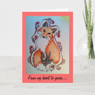 Carte Fox & Heart Valentine