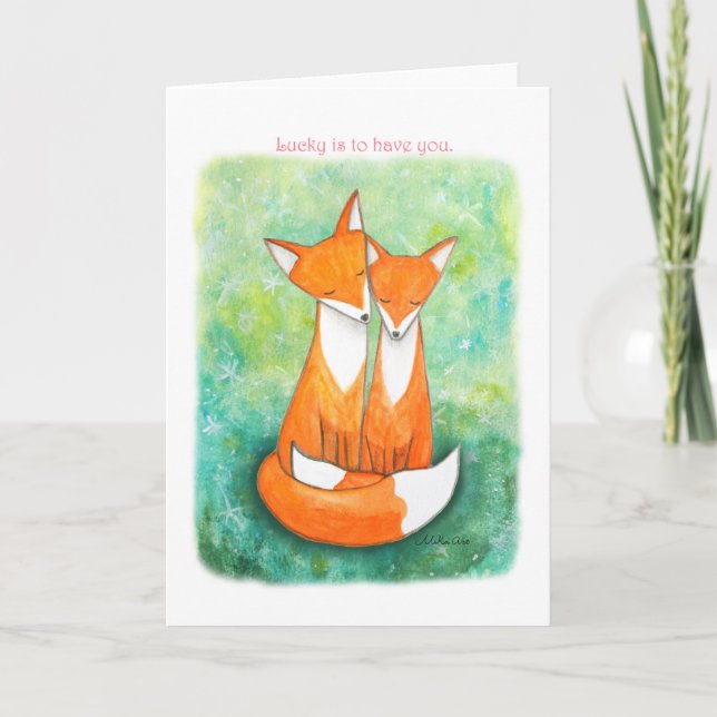 Carte Fox Love Couple Valentine's day, Anniversaire cade (Devant)