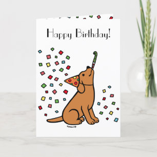 Carte Fox Red Labrador Anniversaire de fête Confetti