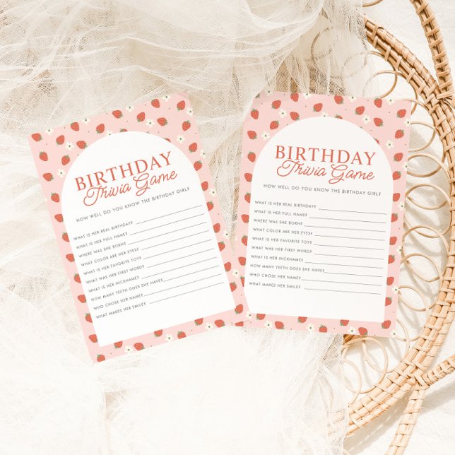 Carte Fraise 1er Anniversaire Filles Anniversaire Trivia (Créateur téléchargé)