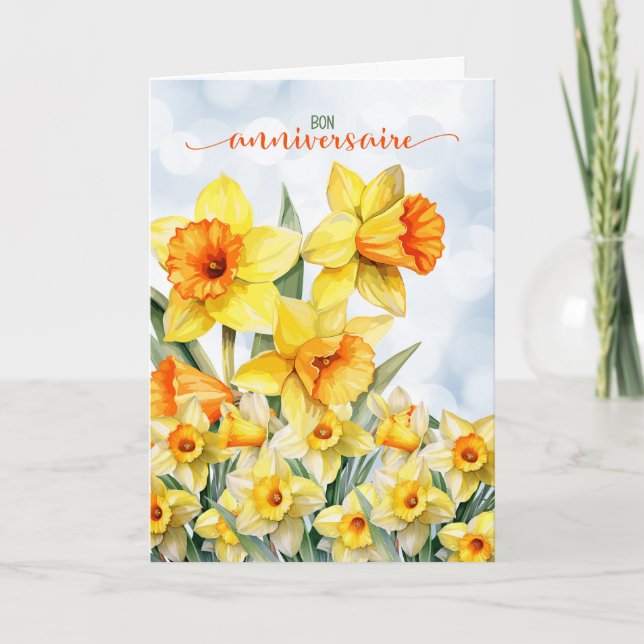 Carte Français Bon Anniversaire Jardin Daffodique Annive (Devant)