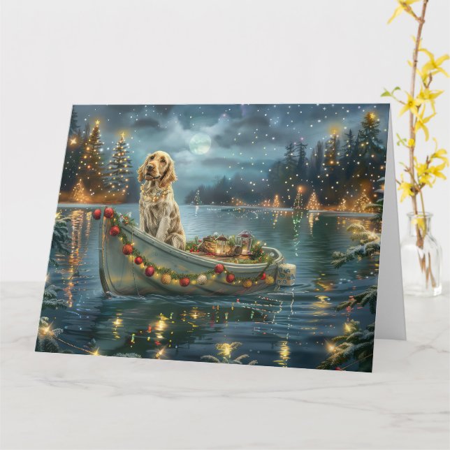 Carte Français Setter Christmas Festive Voyage (Fleur jaune)