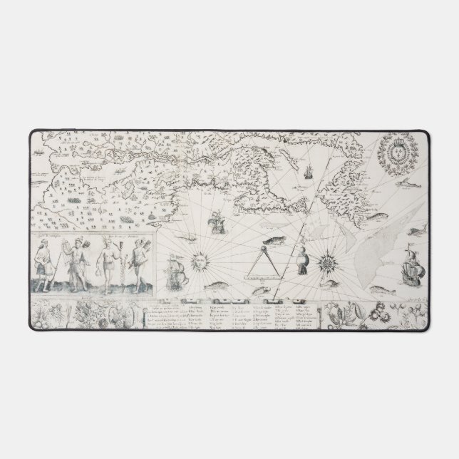 Carte Française Canada (Québec) par Champlain 1612 Schreibtischunterlage (Vorderseite)