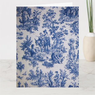 Carte Française toile de jouy bleu et blanc élégant
