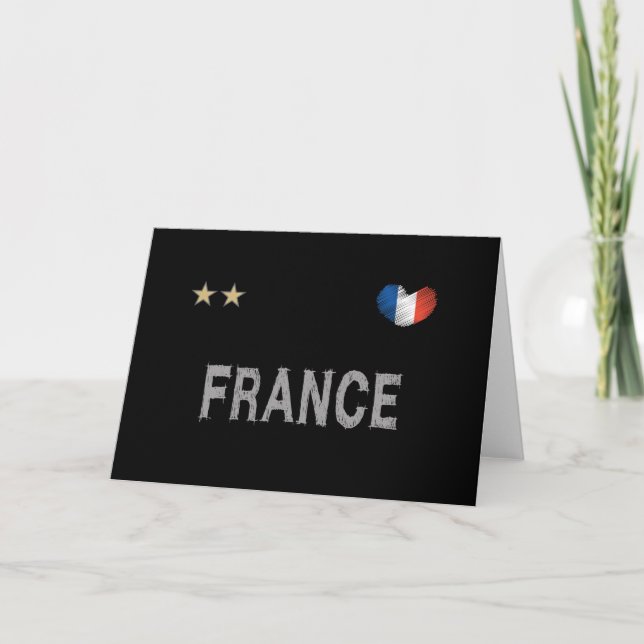Carte France Football Fan Chemise Coeur (Devant)