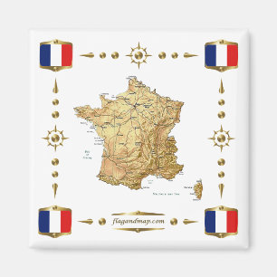 Carte France + Magnet des drapeaux