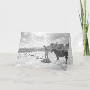 Carte Frances Phelps Belden pêche à la mouche dans la ri