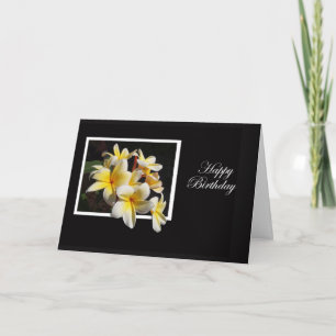 Carte Frangipani jaune et blanc Joyeux anniversaire