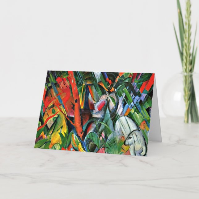 Carte Franz Marc art : Dans la pluie, célèbre peinture, (Devant)