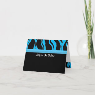 Carte Frappe de zèbre noir et bleu Anniversaire