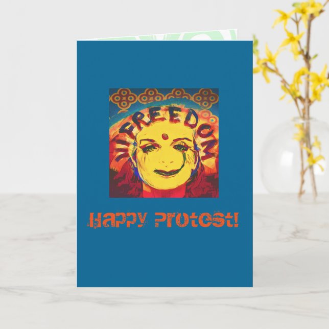 Carte Freedom Face souriante jaune (Fleur jaune)