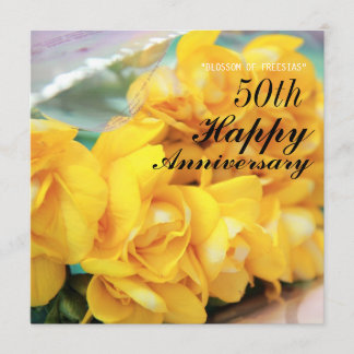 Carte Freesias jaunes 50e anniversaire de mariage